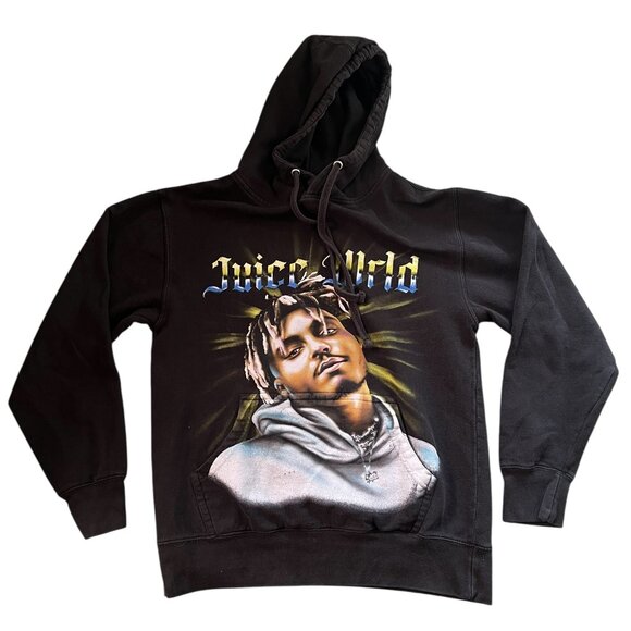 Juice WRLD Hoodie Size Small Black Sweatshirt Rap Hiphop Music Band Face Logo - Picture 1 of 5